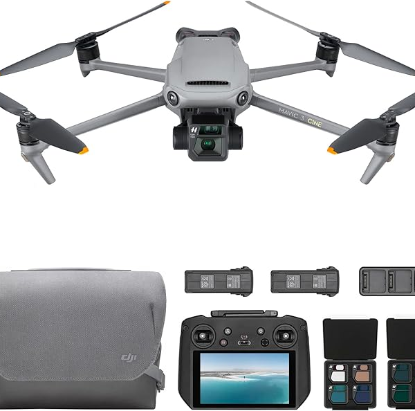 DJI Mavic 3 Cine Premium Combo – 4/3 CMOS Hasselblad Camera, 5.1K Video, 46 Min Flight, Omnidirectional Obstacle Sensing, 15km Transmission, Includes DJI RC Pro and Extra Batteries